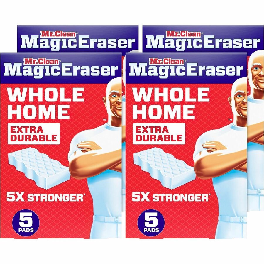 Mr. Clean Magic Eraser Extra-Durable Whole Home - 0.9" Height x 4.6" Width x 2.2" Depth - 5 / Box - White
