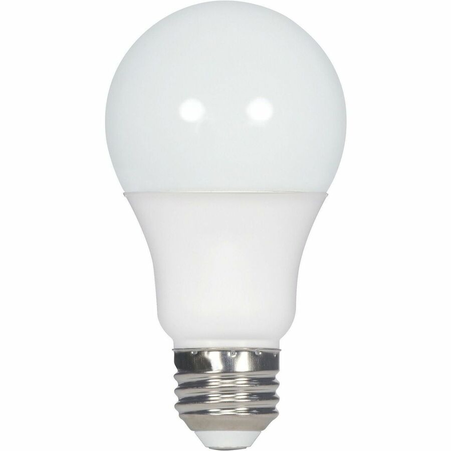 Satco A19 LED Non-Dimmable Bulbs - 9 W - 60 W Incandescent Equivalent Wattage - 120 V - 760 lm - A19 Size - Frosted - Cool White, White Light Color - E26 Base - 10000 Hour - 4000°, K Color Temperature - 80 CRI - 220°, Beam Angle - 100 / Carton