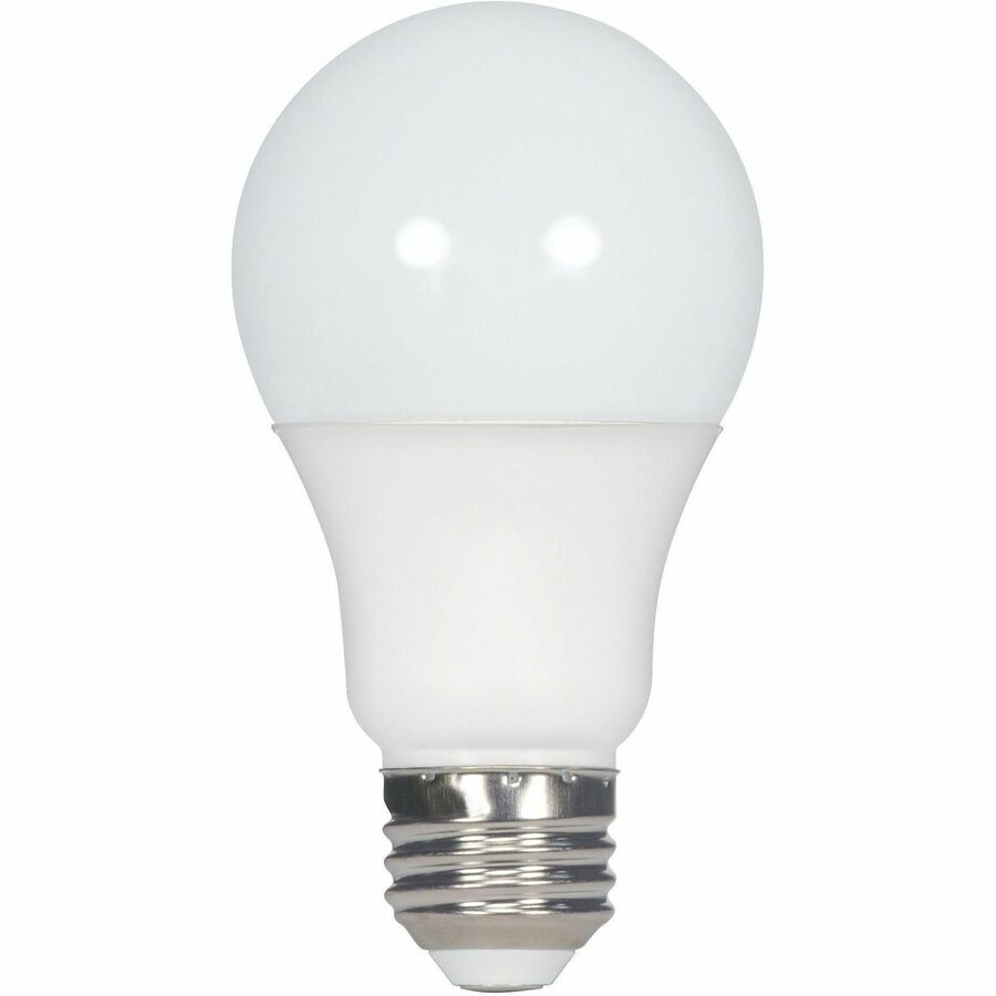 Satco A19 LED Frosted Bulb - 10 W - 60 W Incandescent Equivalent Wattage - 120 V - 800 lm - A19 Size - Frosted - White, Soft White Light Color - E26 Base - 25000 Hour - 3000°, K Color Temperature - 90 CRI - 220°, Beam Angle - Dimmable - 1 Each