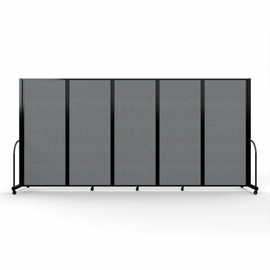 Screenflex Portable Partitions Full Motion Room Dividers - 5 Panels - 14.1 ft Width x 82" Height - Steel Frame - Fabric, Polyester - Gray - 1 Each