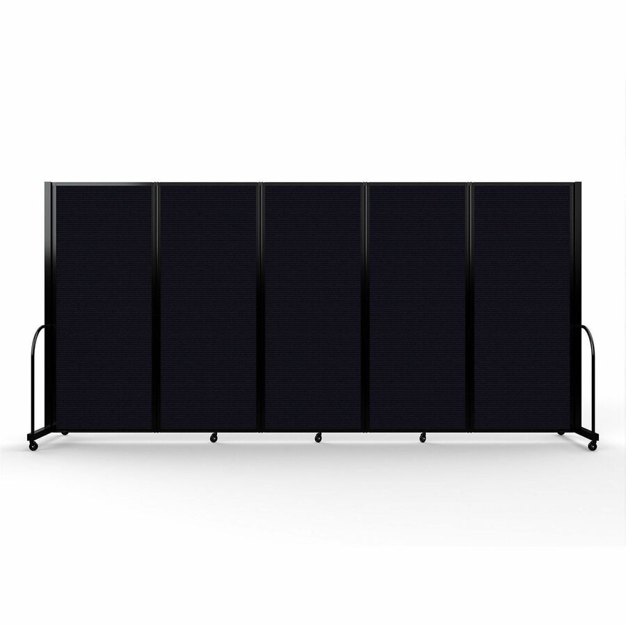 Screenflex Portable Partitions Full Motion Room Dividers - 5 Panels - 14.1 ft Width x 82" Height - Steel Frame - Fabric, Polyester - Black - 1 Each
