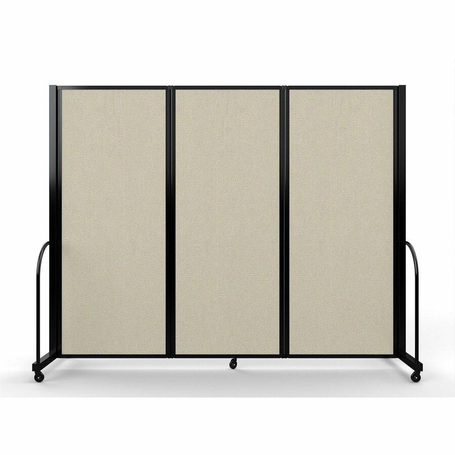 Screenflex Portable Partitions Full Motion Room Dividers - 3 Panels - 103" Width x 82" Height - Steel Frame - Fabric, Polyester - Sand - 1 Each
