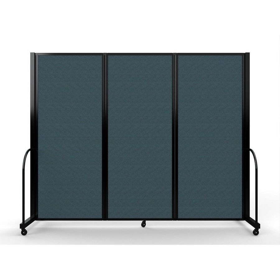 Screenflex Portable Partitions Full Motion Room Dividers - 3 Panels - 103" Width x 82" Height - Steel Frame - Fabric, Polyester - Blue - 1 Each