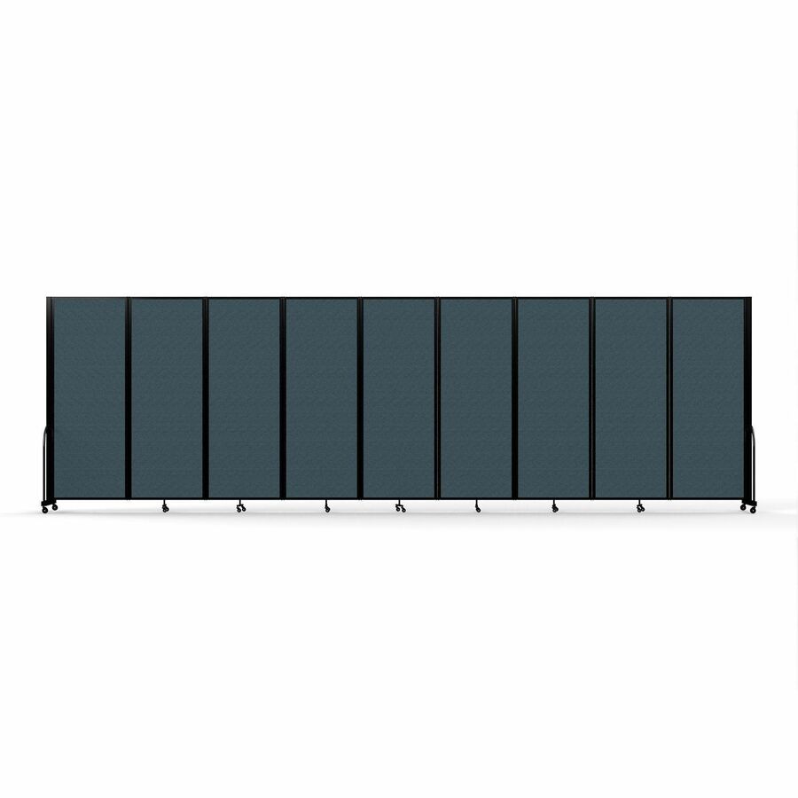 Screenflex Portable Partitions Full Motion Room Dividers - 9 Panels - 25.1 ft Width x 90" Height - Steel Frame - Fabric, Polyester - Blue - 1 Each