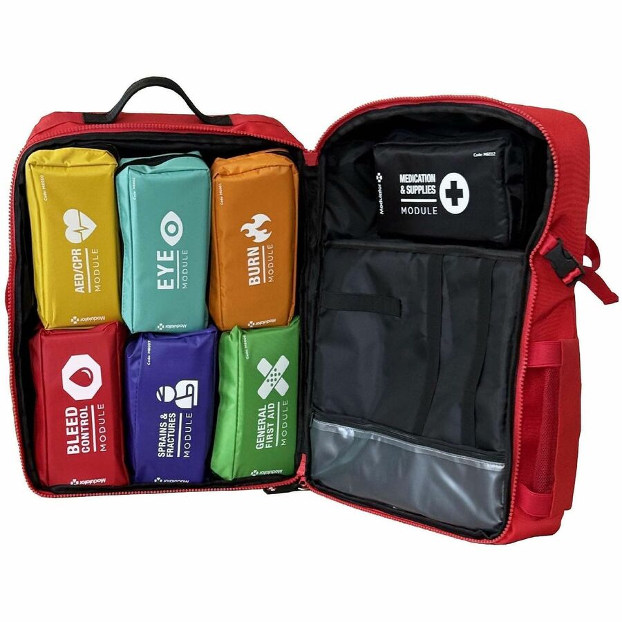 Modulator Carrying Case Rugged (Backpack) First Aid - Red - Weather Resistant - Shoulder Strap, Waist Strap - 18" Height x 11" Width x 13" Depth - 1 Each