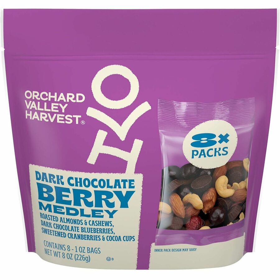 Orchard Valley Harvest Snack Box - No Artificial Flavor - Dark Chocolate - 1 oz - 8/Bag - 16 / Carton