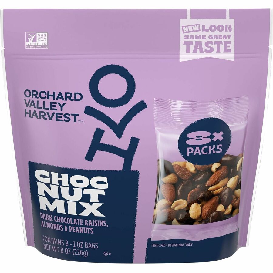 Orchard Valley Harvest Snack Box - No Artificial Flavor, No Artificial Color, Preservative-free, Gluten-free, Non-GMO - 1 oz - 8/Bag - 16 / Carton