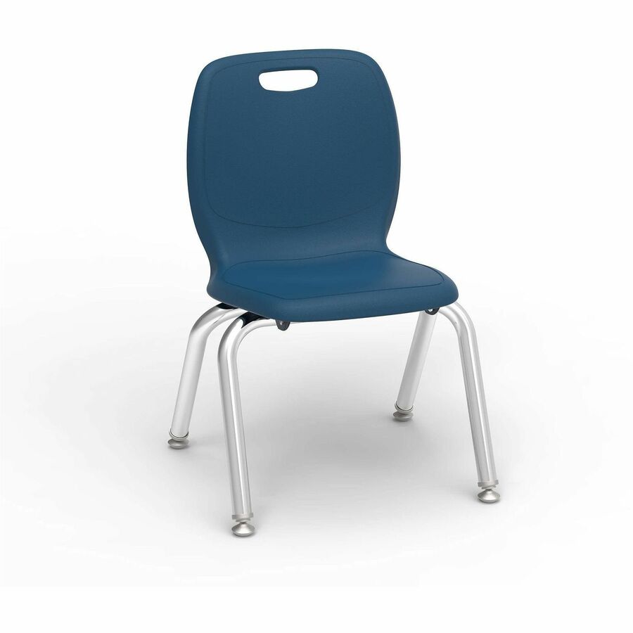 Lorell League 12" Seat Stacking Student Chairs - 21.6" Height x 14.8" Width x 14" Depth - Material: Polypropylene - Finish: Navy - Stackable, Comfortable, Contoured Seat - For Student, Classroom - 4 / Carton