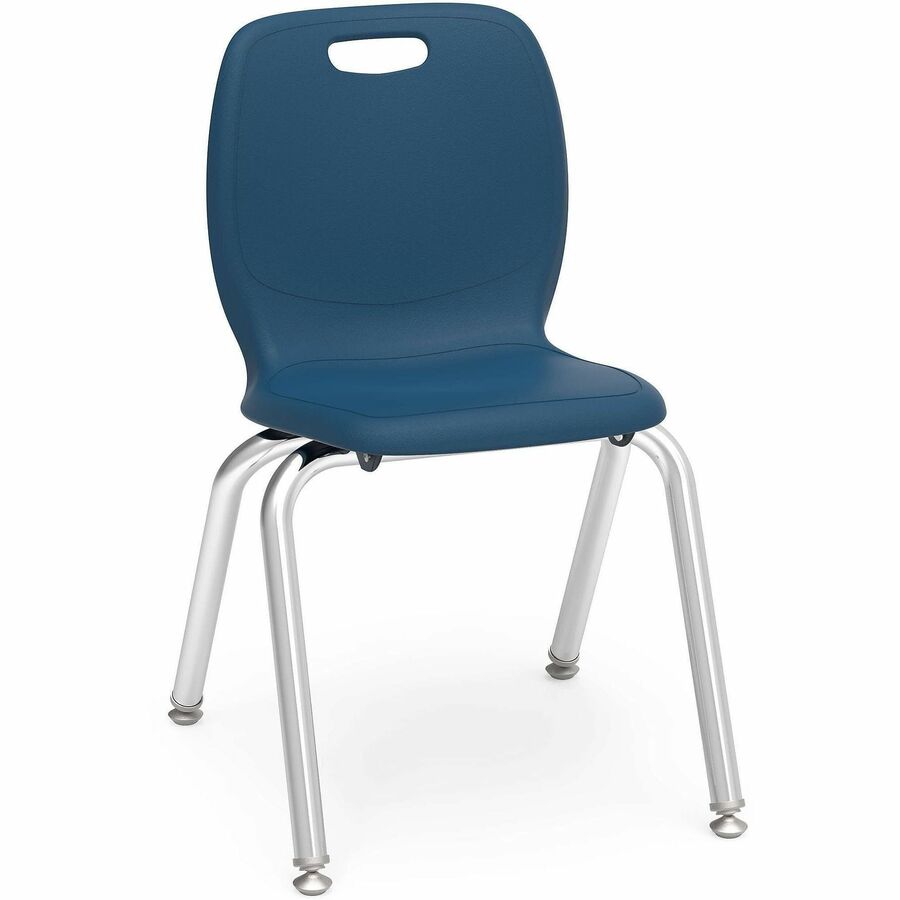 Lorell League 14" Seat Student Stacking Chairs - 23.6" Height x 14.8" Width x 16.5" Depth - Material: Polypropylene - Finish: Navy - Stackable, Comfortable, Contoured Seat, Easy to Clean - For Student, Classroom - 4 / Carton