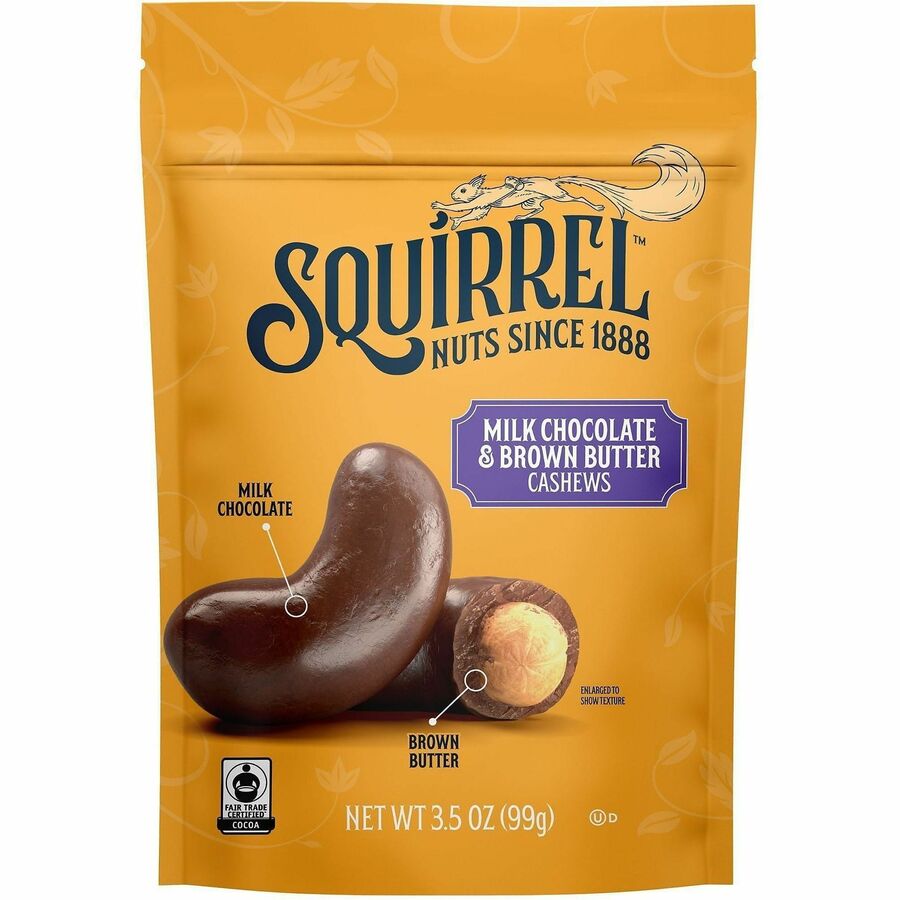 SQUIRREL Snack Box - Gluten-free - Milk Chocolate & Brown Butter - 3.50 oz - 6/Carton - 1 Carton