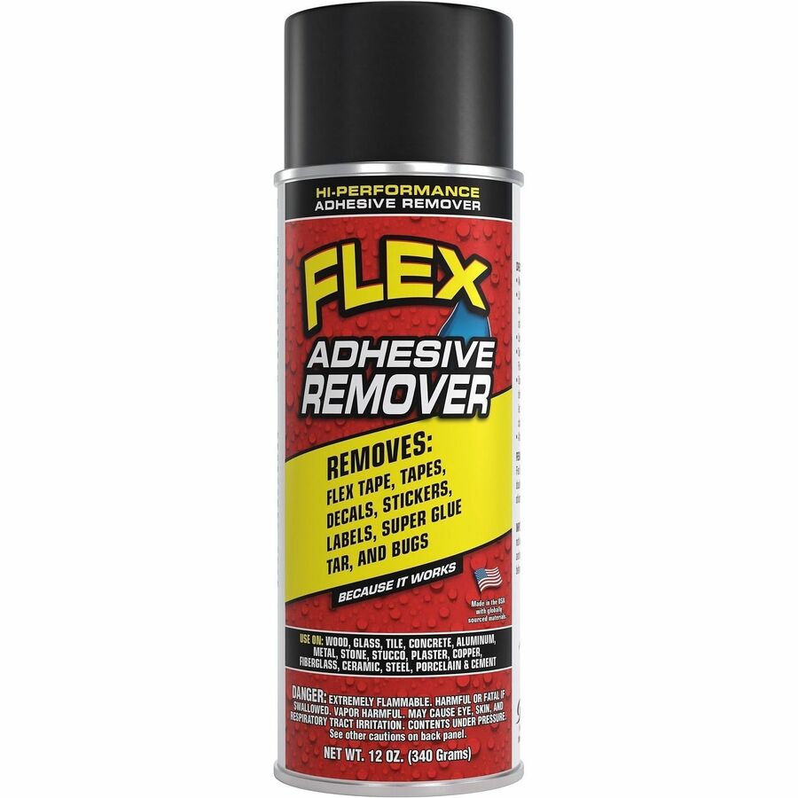 FLEX SEAL Adhesive Remover Spray - 12 fl oz - For Residue Remover, Sticker Adhesive, Tape Adhesive, Label Adhesive, Glue, Tar, Wet Paint, Oil Based Paint, Acrylic Paint Remover - Clear