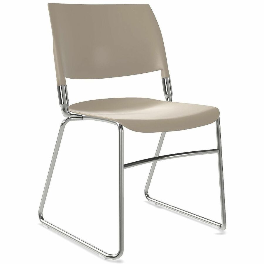NIMA Sled-Base Desk-Height Chairs - Chrome Frame Color - Steel Frame Material - Sled Base - Latte - Plastic - 2 / Carton