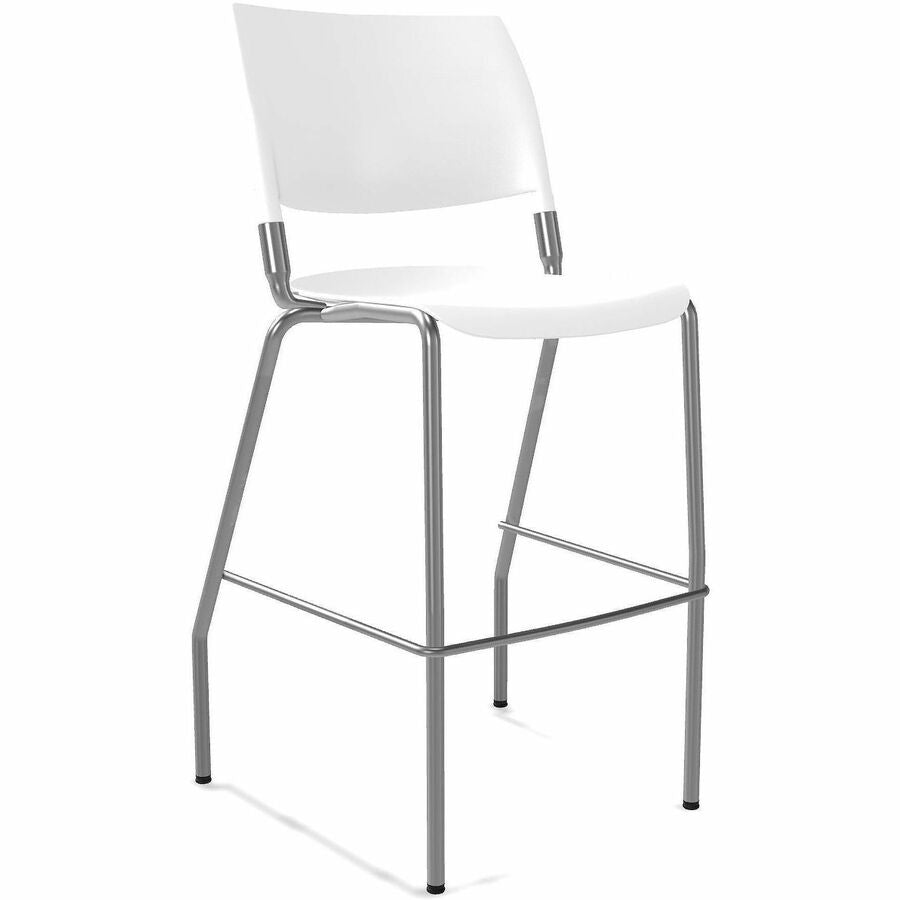 NIMA Four-Leg Bar-Height Chairs - Argento Frame Color - Steel Frame Material - Four-legged Base - Bianco - Plastic - 8 / Carton