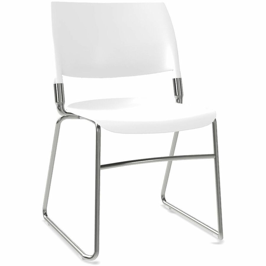NIMA Sled-Base Desk-Height Chairs - Chrome Frame Color - Steel Frame Material - Sled Base - Bianco - Plastic - 2 / Carton