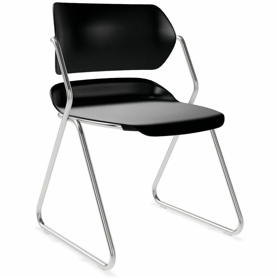Acton Stacker Original Sled-Base Chairs - Black Seat Color - Plastic Seat Material - Black Back Color - Plastic Back Material - Chrome Frame Color - Tubular Steel Frame Material - Sled Base - Black - 2 / Carton