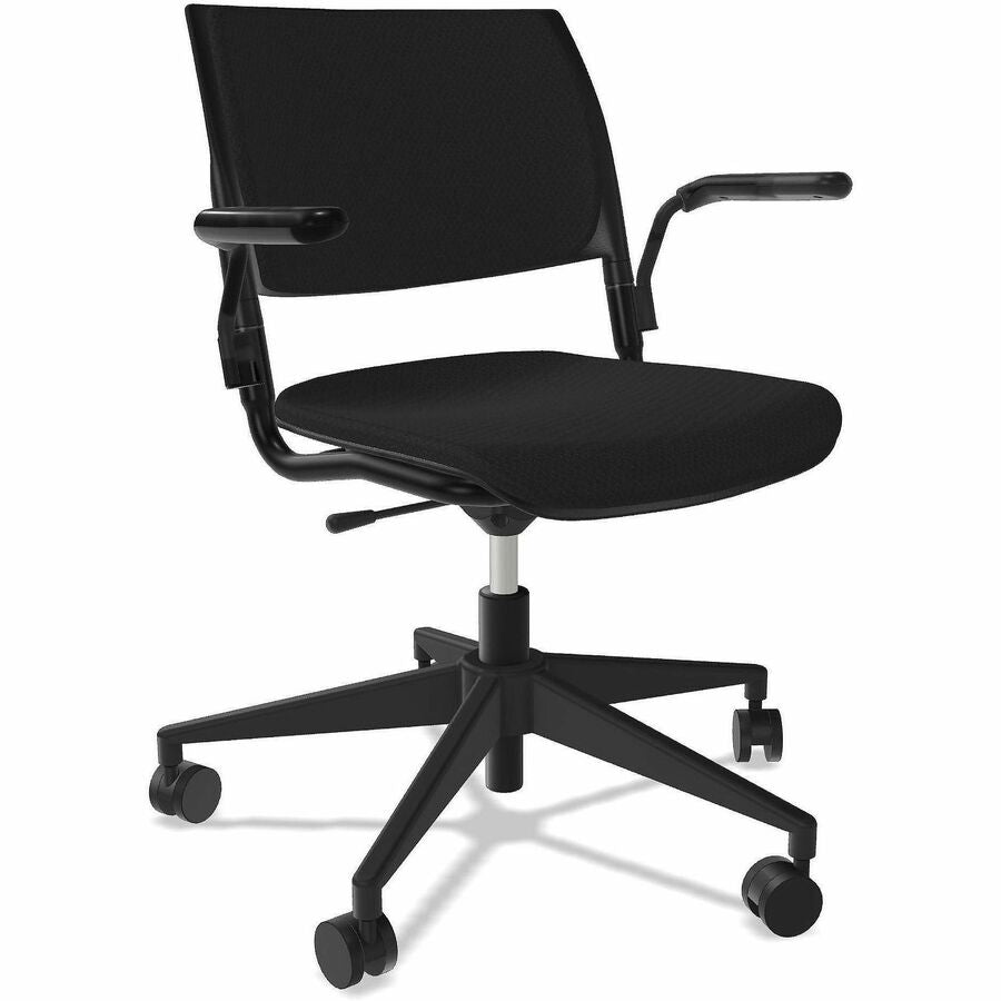 NIMA Swivel-Base Desk-Height Chairs - Black Seat Color - Fabric Seat Material - Nero Frame Color - Steel Frame Material - Black - Plastic - Armrest - 1 Carton