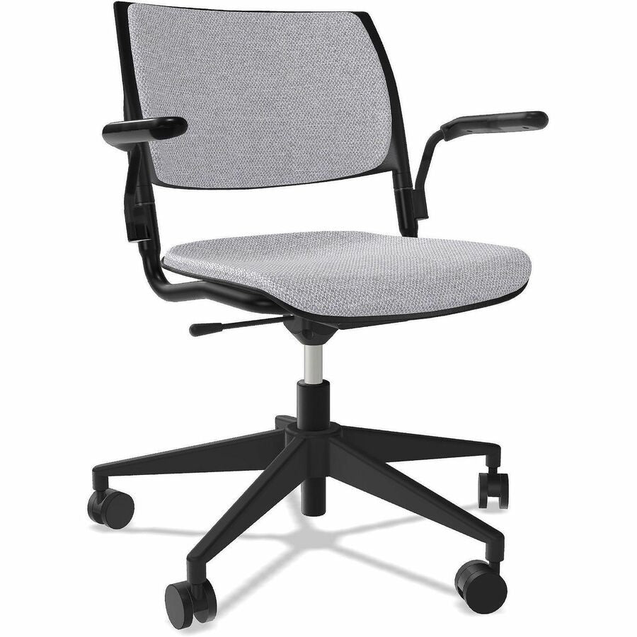 NIMA Swivel-Base Desk-Height Chairs - Gray Seat Color - Fabric Seat Material - Nero Frame Color - Steel Frame Material - Black - Plastic - Armrest - 1 Carton