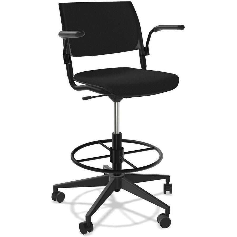 NIMA Swivel-Base Stools - Black Seat Color - Fabric Seat Material - Nero Frame Color - Steel Frame Material - Black - Plastic - Armrest - 1 Carton