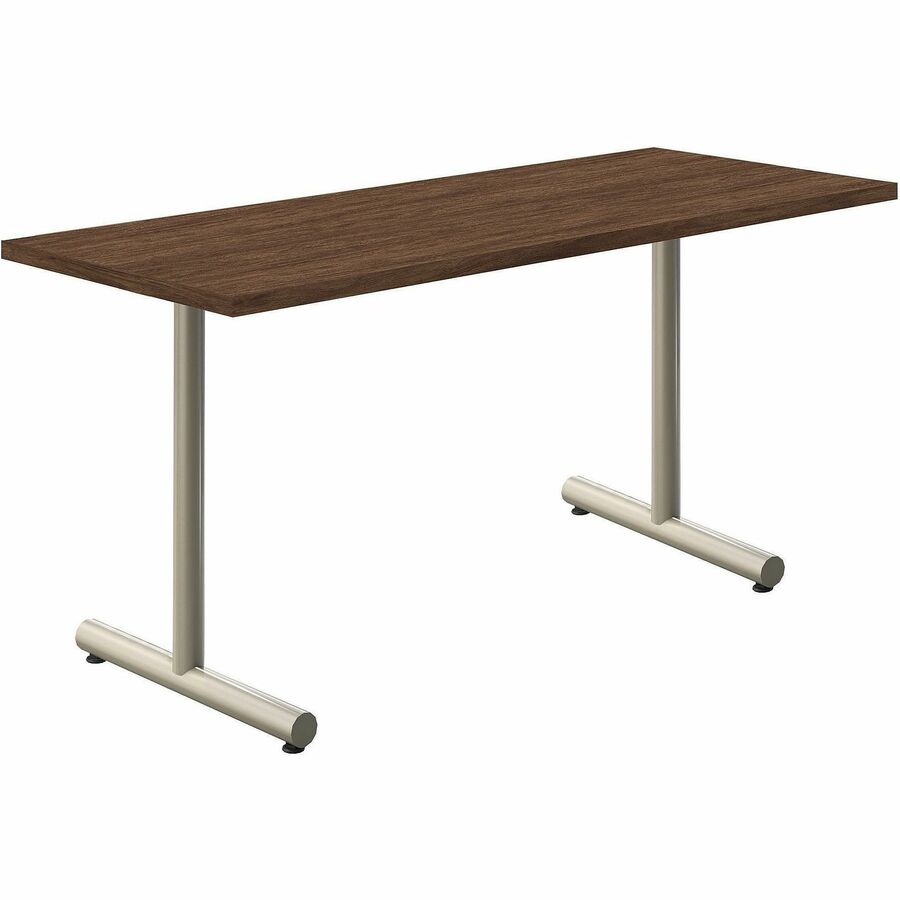 Acacia Collection Table Desk - Mangalore Mango Top - Black T-shaped, Powder Coated Base - 24" Table Top Width x 60" Table Top Depth x 1.10" Table Top Thickness - 30" Height - Assembly Required - High Pressure Laminate (HPL) Top Material - Steel Base Ma...