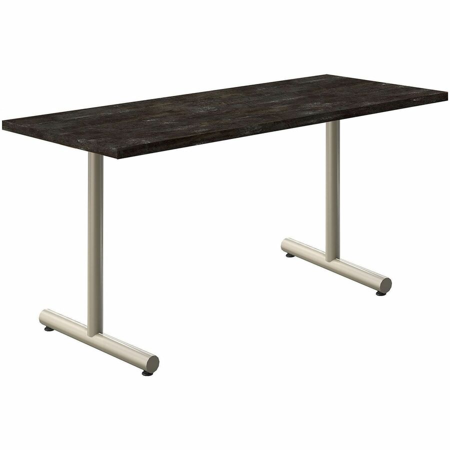 Acacia Collection Table Desk - Forged Steel Top - Silver T-shaped, Powder Coated Base - 24" Table Top Width x 60" Table Top Depth x 1.10" Table Top Thickness - 30" Height - Assembly Required - High Pressure Laminate (HPL) Top Material - Steel Base Mate...