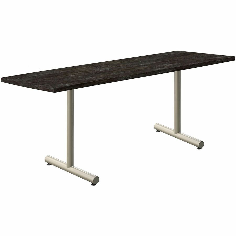 Acacia Collection Table Desk - Forged Steel Top - Silver T-shaped, Powder Coated Base - 18" Table Top Width x 72" Table Top Depth x 1.10" Table Top Thickness - 30" Height - Assembly Required - High Pressure Laminate (HPL) Top Material - Steel Base Mate...