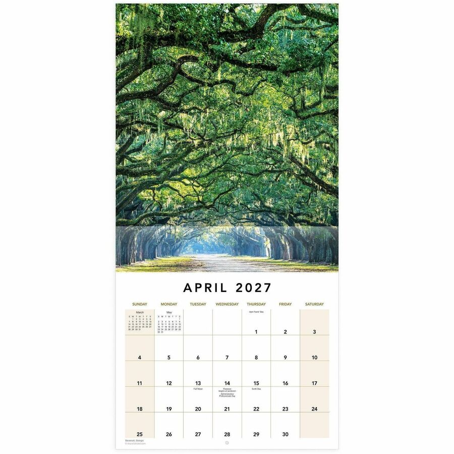 Mead America the Beautiful Monthly Wall Calendar - Monthly - 12 Month - January 2027 to December 2027 - 12" x 12" Sheet Size - 1.38" x 1.56" Block - Wall Mount