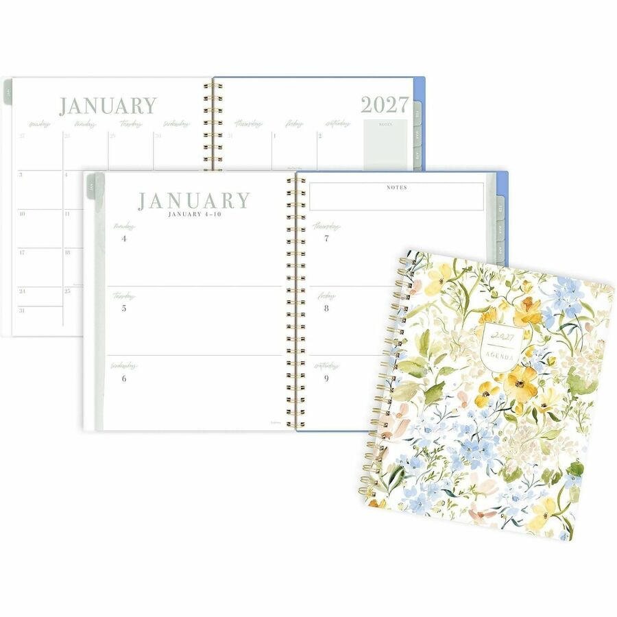 Cambridge Leah Bisch Weekly Monthly Planner - Weekly, Monthly - 12 Month - January to December - Letter - 8 1/2" x 11" Sheet Size - Twin Wire - Poly Cover