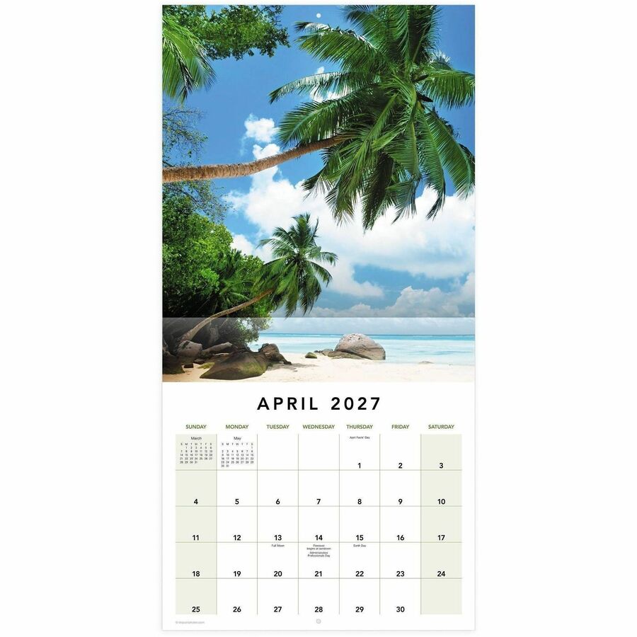Mead Paradise Monthly Wall Calendar - Monthly - 12 Month - January 2027 to December 2027 - 12" x 12" Sheet Size - 1.37" x 1.56" Block - Wall Mount