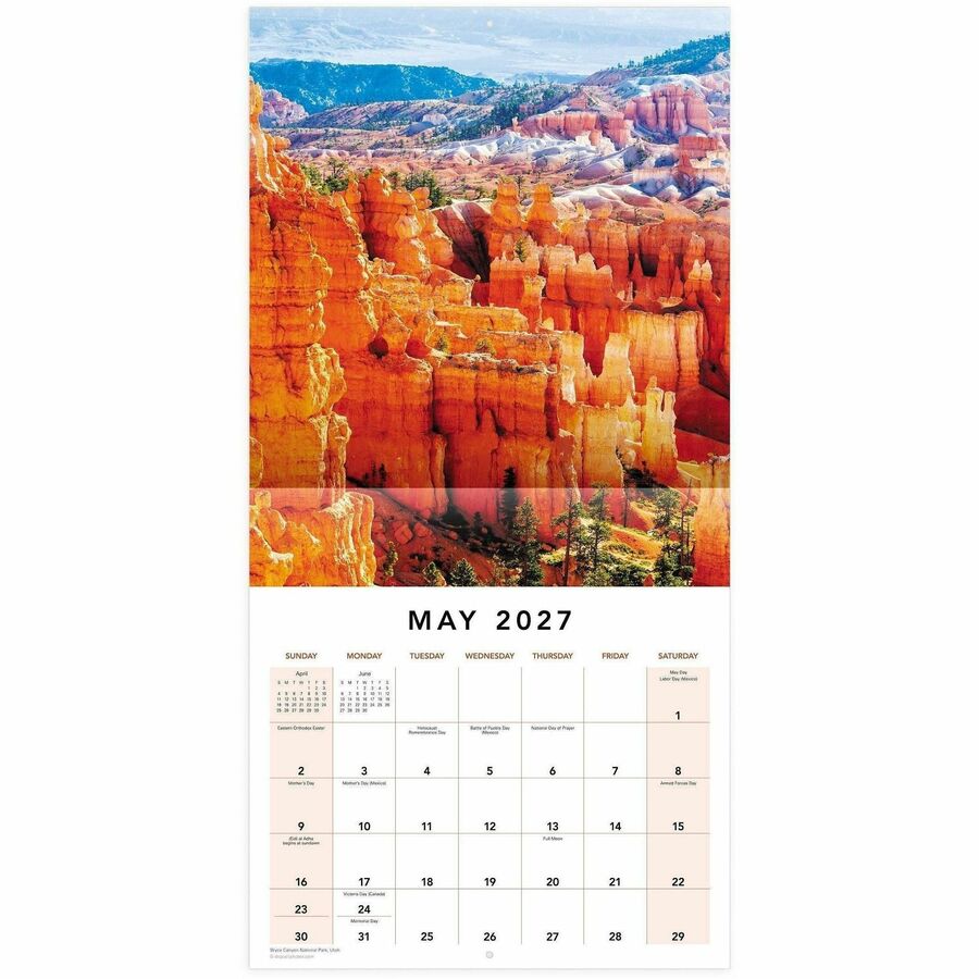 Mead National Parks Monthly Wall Calendar - Monthly - 12 Month - January 2027 to December 2027 - 12" x 12" Sheet Size - 1.37" x 1.56" Block - Wall Mount