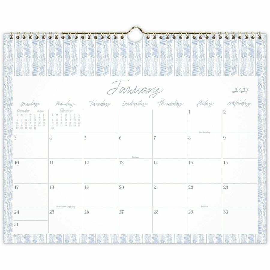 Cambridge Leah Bische Monthly Wall Calendar - Monthly - 12 Month - January 2027 to December 2027 - 15" x 12" Sheet Size - 2.81" x 1.40" Block - Twin Wire - Wall Mount