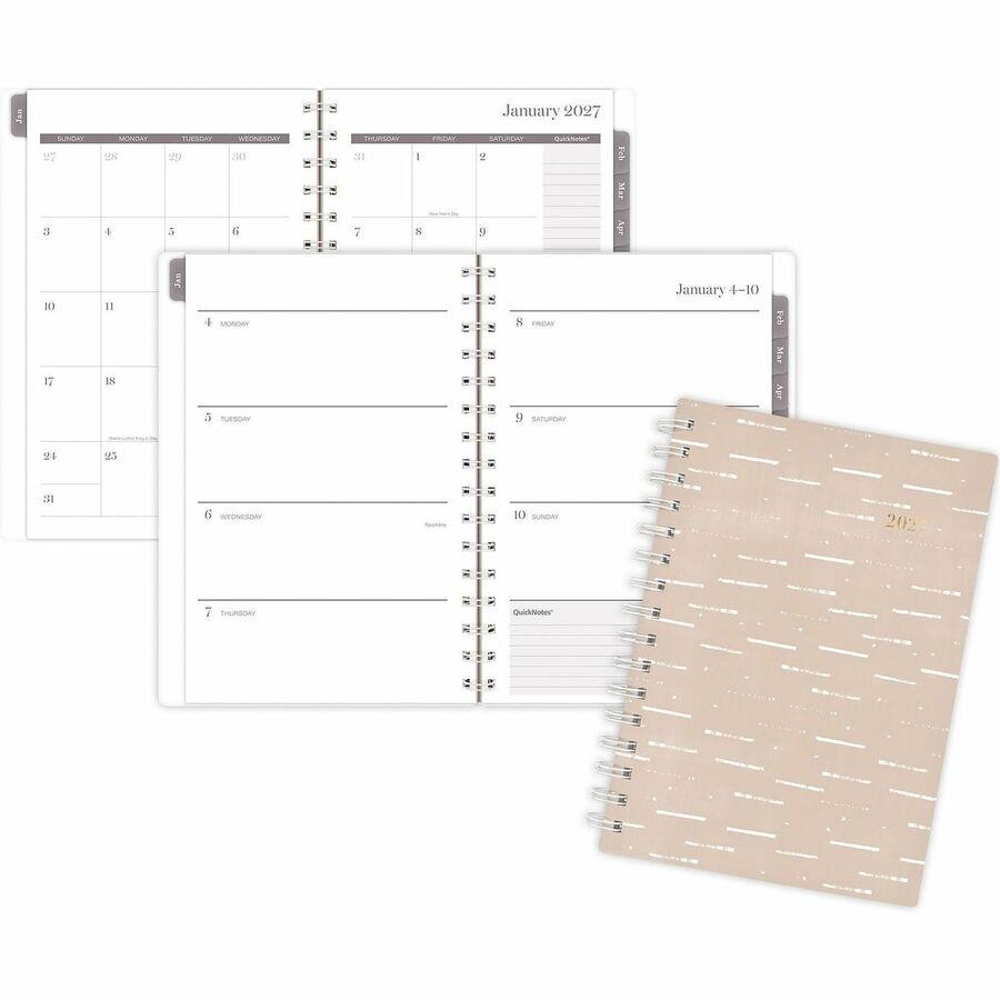 Cambridge Desert Grain Weekly/Monthly Planner - Monthly, Weekly - 12 Month - January 2027 to December 2027 - 5 1/2" x 8 1/2" Sheet Size - Twin Wire - Brown Poly Cover