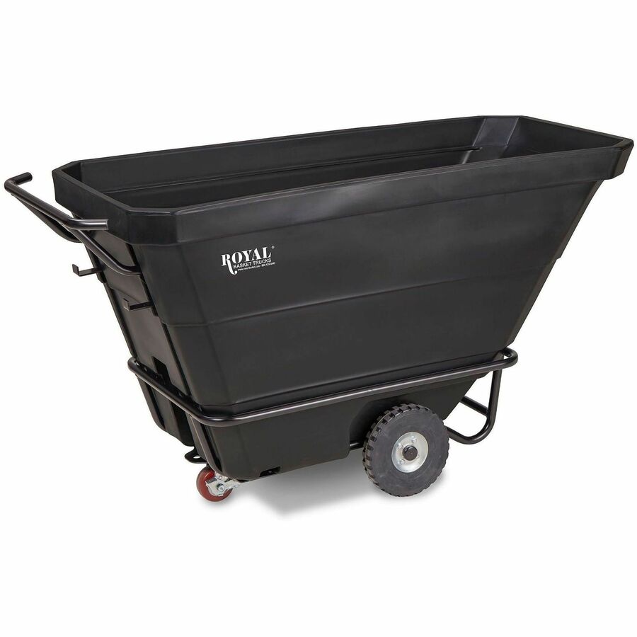 Royal Basket Trucks Tilt Trucks - 100.99 gal Volume Capacity - Polyethylene, Plastic - 68" Length x 29" Width x 30" Depth x 36" Height - Steel Frame - Black - 1 Each