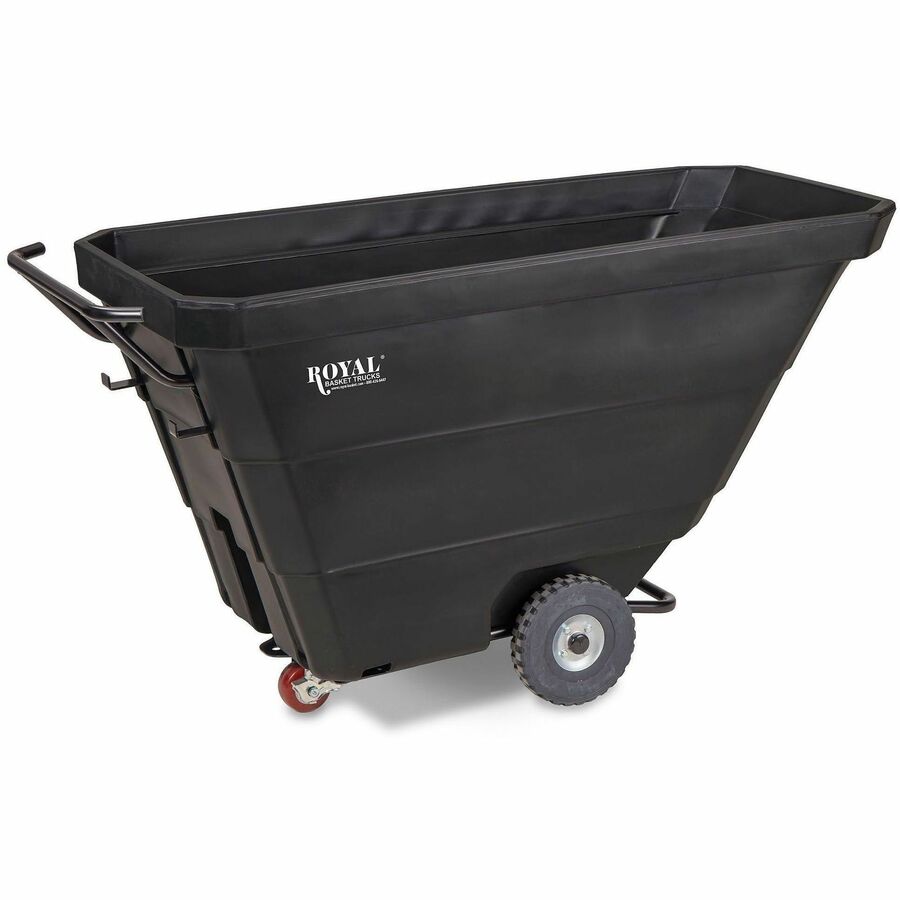 Royal Basket Trucks Tilt Trucks - 100.99 gal Volume Capacity - Polyethylene, Plastic - 68" Length x 29" Width x 30" Depth x 36" Height - Steel Frame - Black - 1 Each