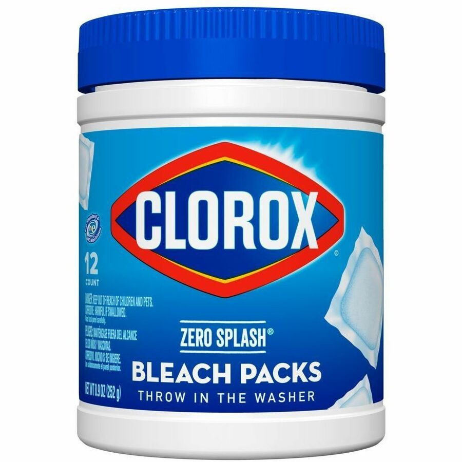 Clorox Zero Splash Bleach Packs - For Multipurpose - Pod - Recommended For: Dirt Remover, Stain Remover - Spill Resistant - White - 12 Packs6 / CartonTub6 / Carton