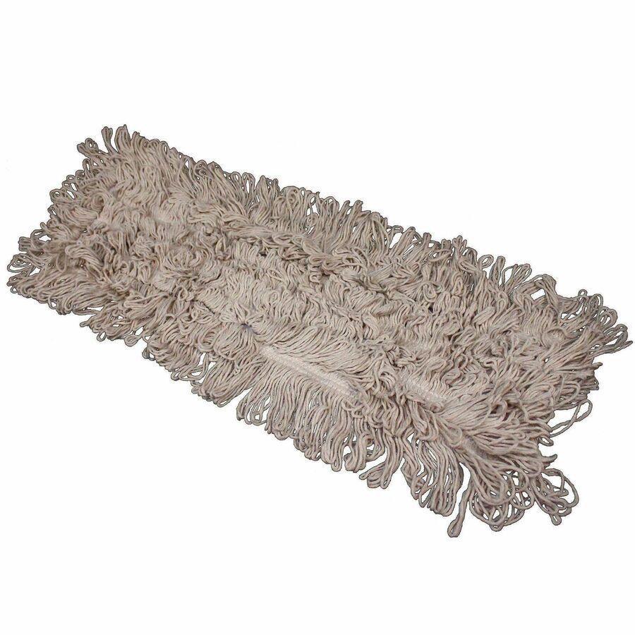 Genuine Joe Looped-End Dust Mop - Cotton Head - Looped Ends - White - 1 Carton