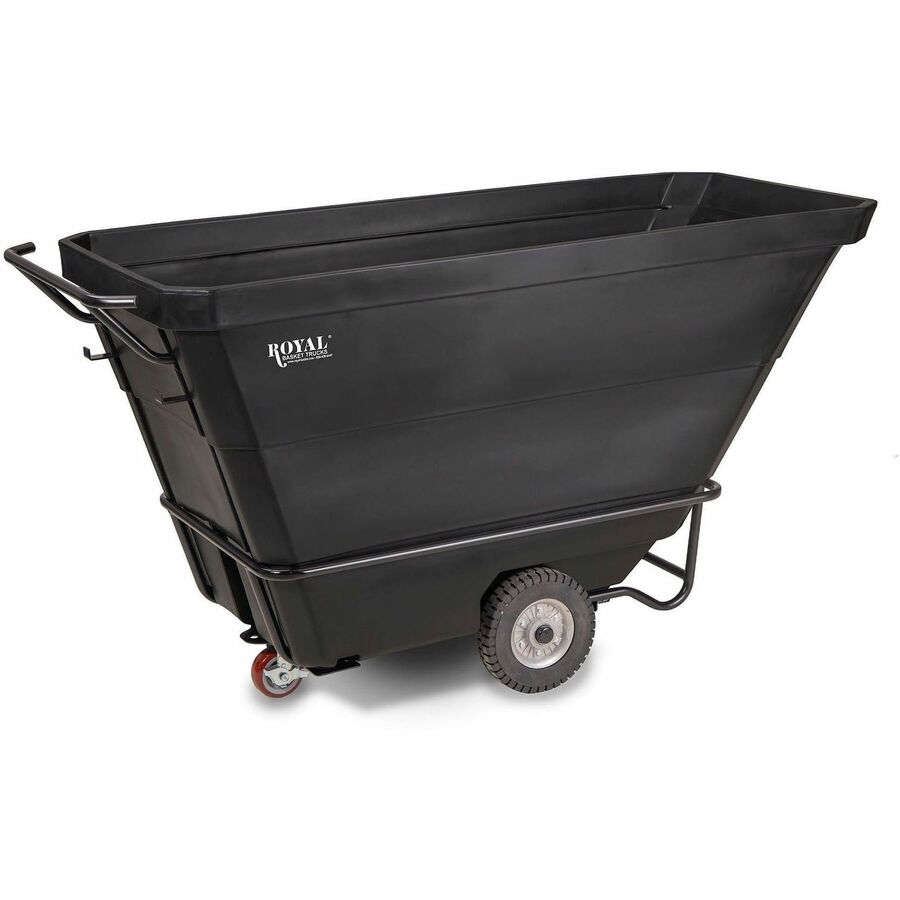 Royal Basket Trucks Tilt Trucks - 201.97 gal Volume Capacity - Polyethylene, Plastic - 78" Length x 33" Width x 37" Depth x 43" Height - Steel Frame - Black - 1 Each