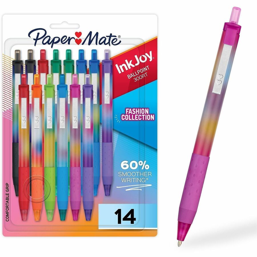 Paper Mate InkJoy 300 RT Pen Fashion-wrap Barrel - 1.0 mm Medium Pen Point - Retractable - Fashion Assorted Ink - Writing - 14 / Pack