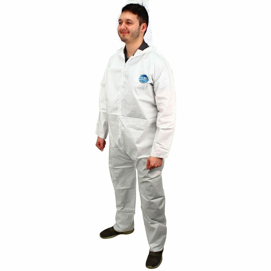 Genuine Joe Promax Coveralls - X-Large - White - Comfortable, Breathable, Microporous, Versatile