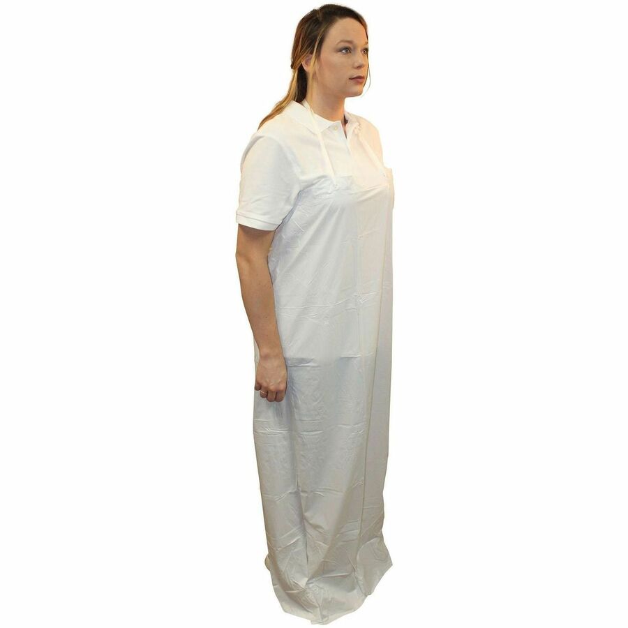 Genuine Joe Vinyl Aprons - White - Vinyl - 1 Carton