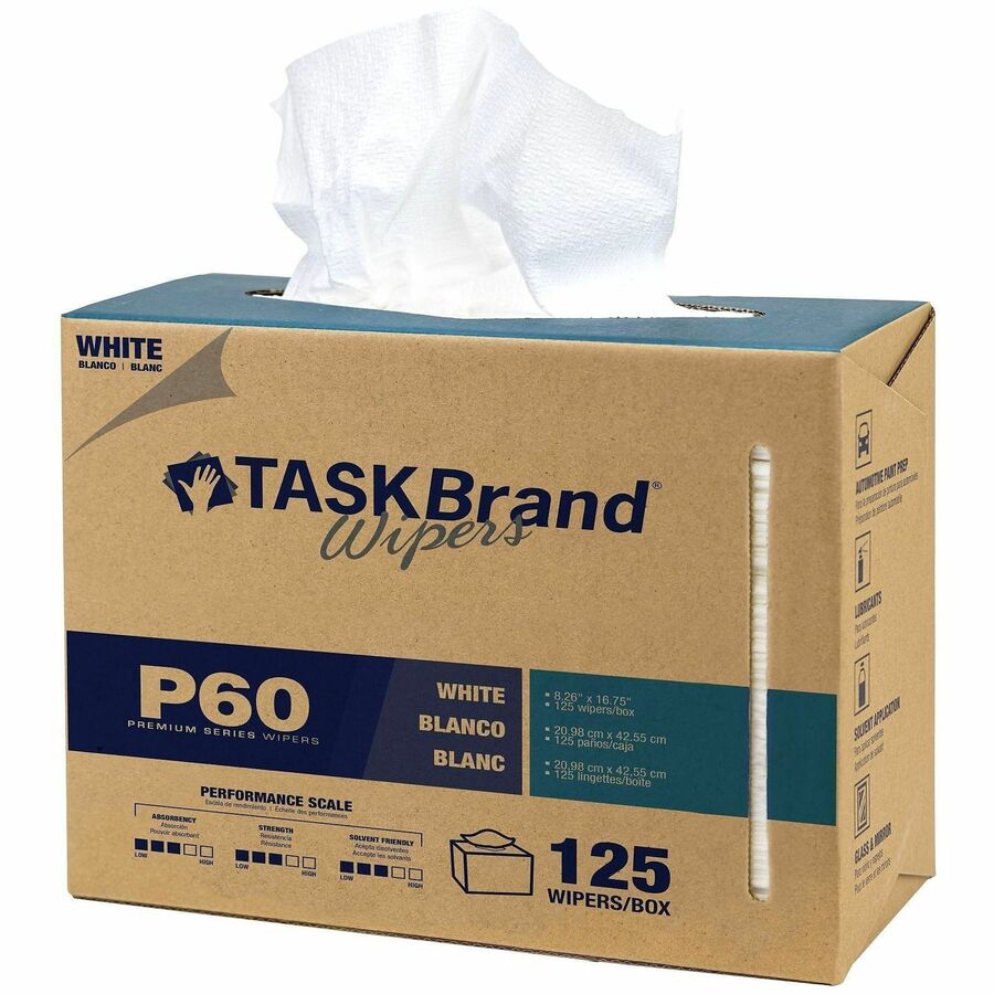 Genuine Joe Hydroknit Towel Wipers - For Multipurpose - Low Linting, Absorbent, Solvent Resistant, Versatile - White - 72 Wipes/Carton