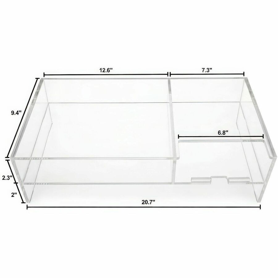 Kantek 2-Tier Acrylic Monitor Stand - 4.30" Height x 9.40" Width x 20.70" Depth - Desktop - Acrylic - Clear - For Monitor, Notebook, File, Smartphone, Office, iMac, Keyboard, Mouse - Heavy Duty, Shelf