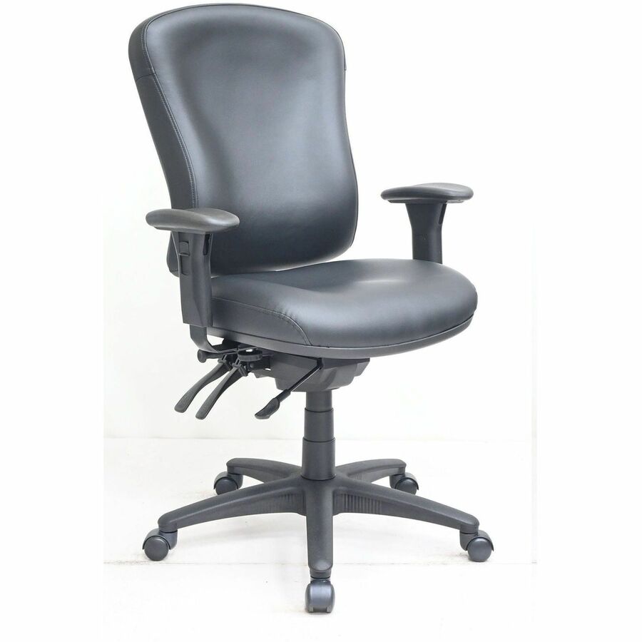 Lorell Accord Series Managerial Task Chair - Molded Foam Seat Material - Molded Foam Back Material - Black Frame Color - Black - Vinyl - Armrest