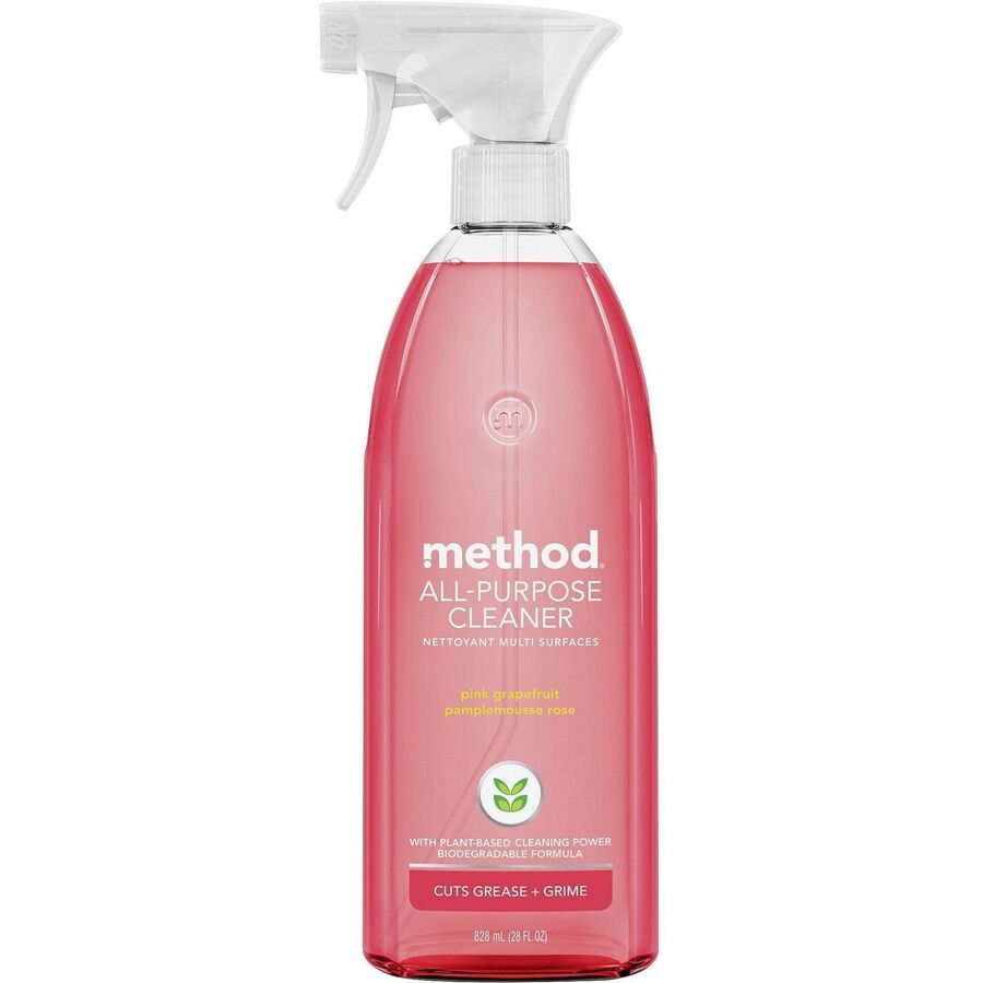 Method All-Purpose Surface Cleaner - For Multipurpose - Liquid, Spray - 28 fl oz (0.9 quart) - Pink Grapefruit Scent - Recommended For: Grease Remover, Grime Remover, Dirt Remover, Gunk Remover - Streak-free, Paraben-free, Phthalate-free, Sulfate-free...