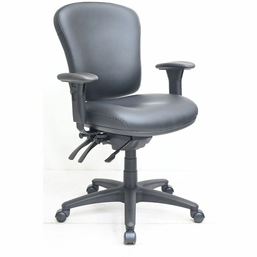 Lorell Accord Series Task Chair - Black Frame Color - Mid Back - Black - Vinyl - Armrest