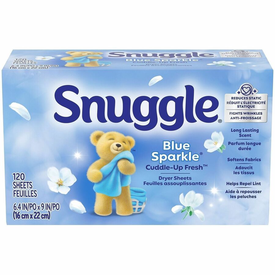 Dial Snuggle Dryer Sheets - For Laundry - Fresh, Blue Sparkle, Floral, Soft Musk Scent - Freshen, Long Lasting - White