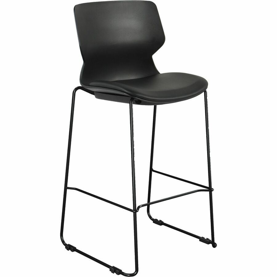 Lorell LORELL Dex Sled-Base Bistro Chair - Polyurethane Seat Material - Molded Plastic Back Material - Metal Frame Material - Sled Base - Black