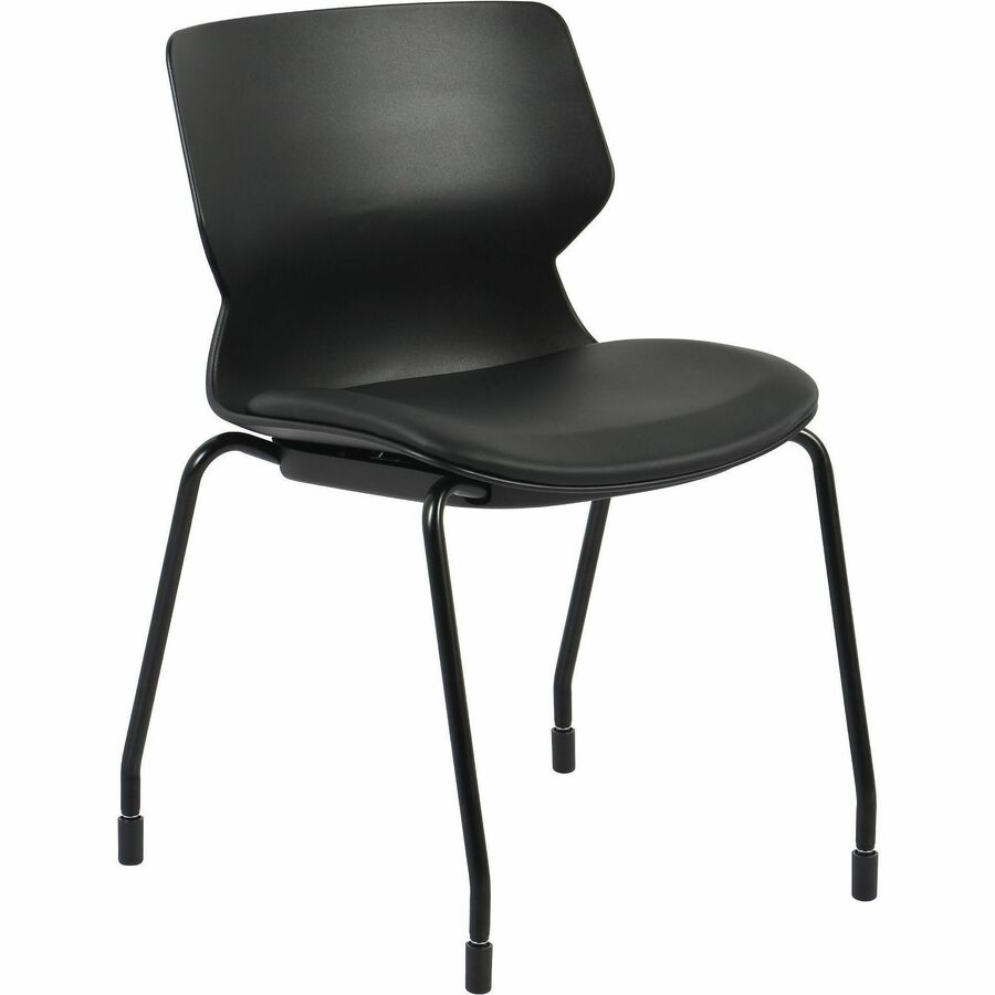 Lorell LORELL Dex 4-Leg Chair - Polyurethane Seat Material - Molded Plastic Back Material - Metal Frame Material - Black