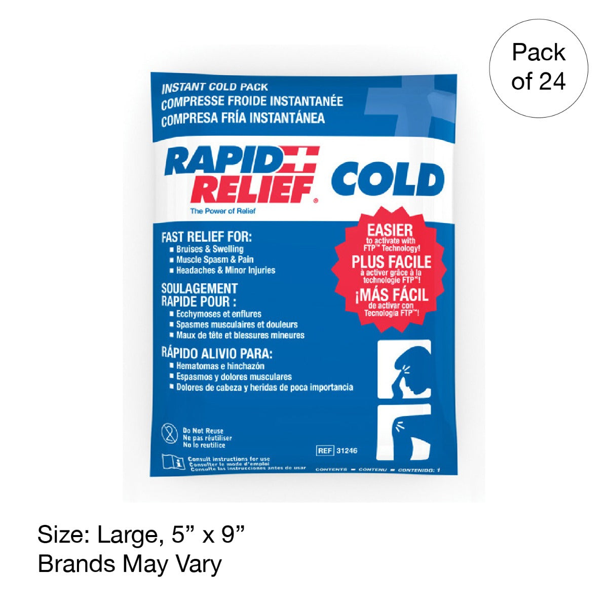 Kemp USA Instant Cold Ice Packs Large 5x9" (24 pcs)