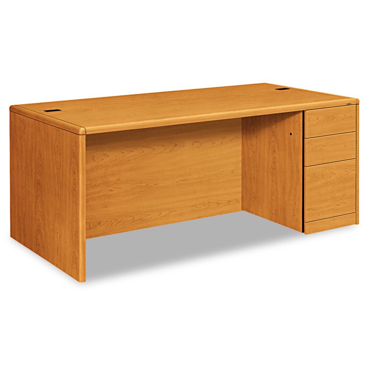 10700 Series Single Pedestal Desk with Full-Height Pedestal on Right, 72" x 36" x 29.5", Harvest