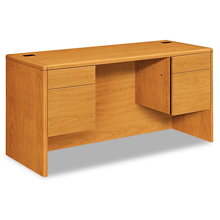 10700 Kneespace Credenza, 3/4 Height Pedestals, 60w x 24d x 29.5h, Harvest